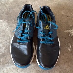 Adidas Kids Black and Teal Athletic Golf Shoes size 7